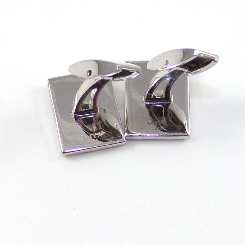 Heavy Geometric Rectangular Sterling Silver Black… - image 2