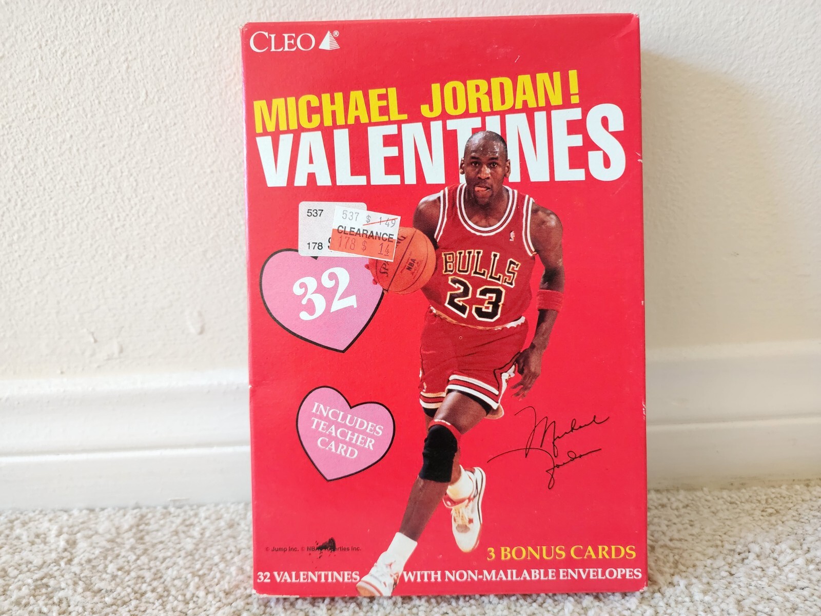 1991 Cleo Michael Jordan Valentines Cards Box w/ (32) Valentine Cards ~ Sealed!