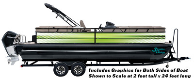 White Green Gradient Dotted Graphic Kit Decal Fishing Boat Wrap Pontoon Vinyl