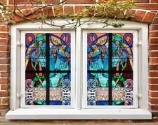 3D Church Belief A84 Window Film Print Sticker Cling Stained Glass UV Zoe