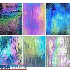 Iridescent Glass Sheets Variety 6 Pieces Stained Glass Art Mosaic Crafts New