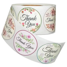 500pcs Thank You Stickers 2 inch Round Classic Flower Waterproof Floral Stickers