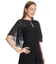 Capelet for Women Chiffon Shawl Wrap Shurg for Evening Black