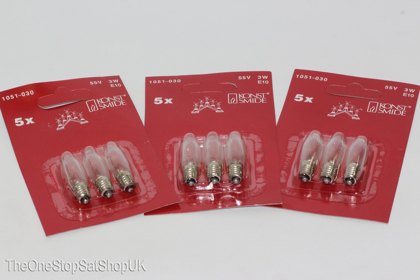 9 Pack Of Konstsmide 55V, 3W, E10, MES Spare Welcome Candle Bridge Bulbs