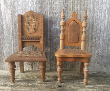 Antique Vintage German Dolls' House Furniture Pair of  Chairs