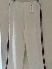 NWT 148 Anthropologie Maeve Avery Knit Track Wide Leg Pants Ivory Size 0