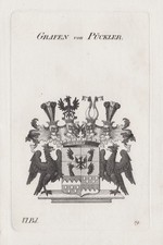 1830 Pückler Wappen coat of arms Kupferstich engraving Heraldik heraldry