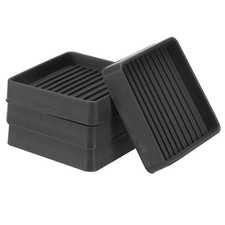 4Pcs 2.5"x2.5" Rubber Furniture Pads Black Non Slip Caster Cup Floor Protectors