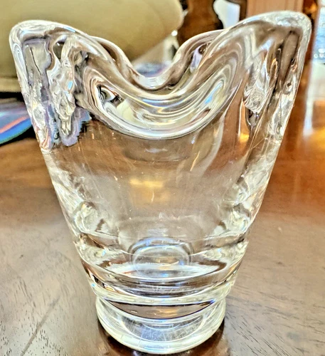 Signed Steuben 3 Inch Toothpick Holder Vase Signed Heavy Ruffled Rim Stunning