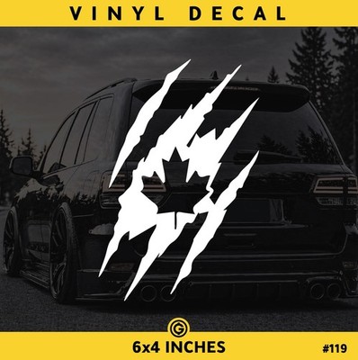 Canada Flag Claw Marks Decal Canadian Maple Leaf Shredded Rip Vinyl Sticker