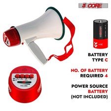 5 Core Megaphone 30W Bull Horn PA Speaker w 800 Yards Range Loud Siren Voice Amp