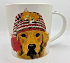 Two Can Art Golden Retriever Dog Kitten Winte...