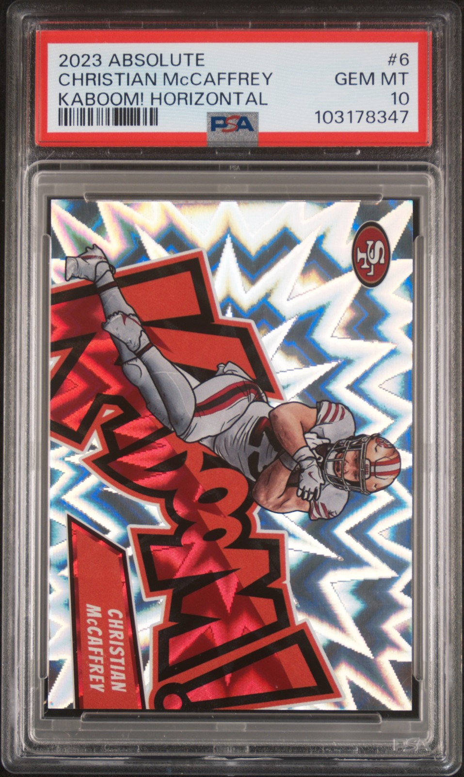 2023 PANINI ABSOLUTE KABOOM! HORIZONTAL #6 CHRISTIAN MCCAFFREY PSA 10