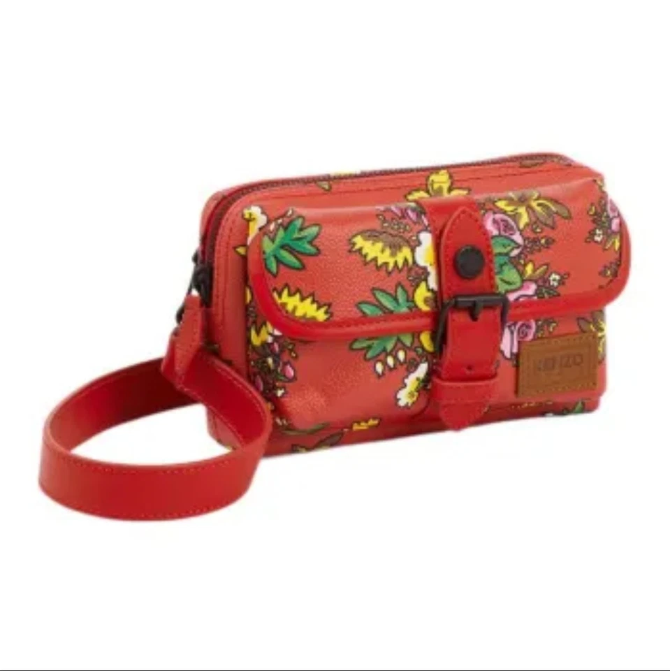 NUEVO KENZO Pop Ramo Floral Vegano Mini Bolso Bandolera en Rojo Mediano Foto 2 de 4