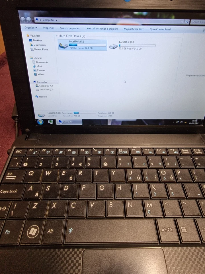 Asus Eee PC 1001PX Netbook Intel Atom N450 1.66GHz 2gb Ram 160Gb HDD Bios Tested - Image 2 of 4