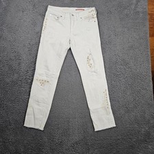 PILCRO and the Letterpress White Slim Boyfriend Jeans Embellished Size 25