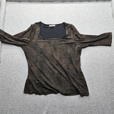 DressBarn Women's 1X Brown 3/4 Sleeves Geometric Tops