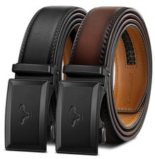 Men Belt 2Pack-Ratchet Leather Belt Adjsutable For Jeans Dress Casual Pant 1 ...