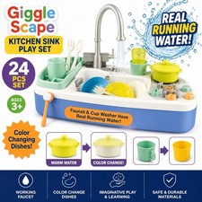 Gigglescape Kitchen Sink Play Set Running Water Color Change 24pc