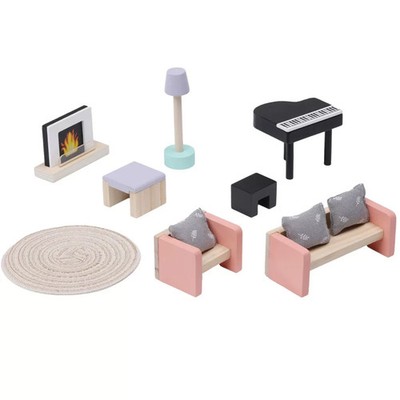 Navaris Puppenhaus Möbel 11-teilig Set Holz MDF Zubehör Spielzeug bunt