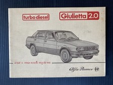 ALFA ROMEO GIULIETTA 2.0 TURBO DIESEL manuale uso manutenzione originale