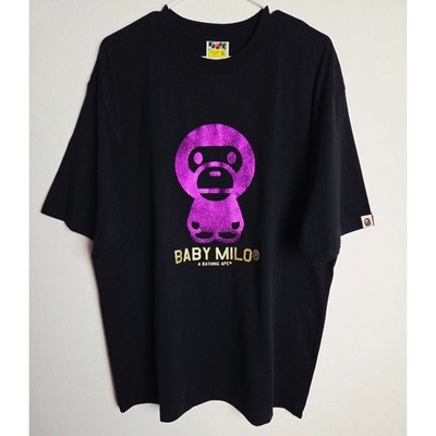 A Bathing Ape BAPE Baby Milo T-Shirt XL Black Purple Metallic