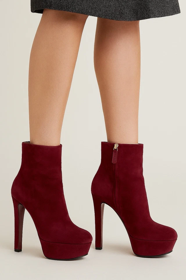 Gucci Kid замши красный платформе ботильоны высокий каблук ЕС 37,5 США 7,5 - Изображение 2 из 4