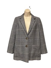 168 Madewell SMALL women Dorset Blazer Jacket Navy Glen Plaid Wool Classic E25