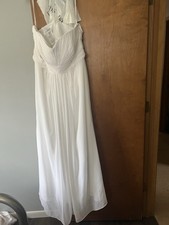 Brand New White Strapless Long Chiffon Dress From David Bridal