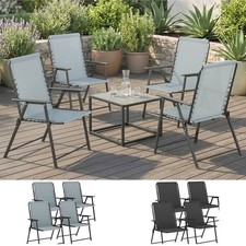 Folding Garden Chairs Set, Garden Dining Chairs with Wide Seat