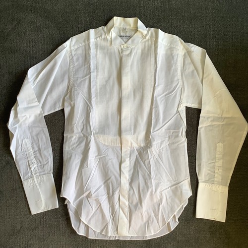 Vintage Giorgio Armani Le Collezioni Herren Smoking Weiß Hemd Größe 14,5 / 37 Gefleckt - Bild 4 von 11