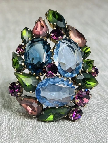 Rare broche vintage MANFRED KLEINERT KAUFBEUREN usine allemande 41 strass