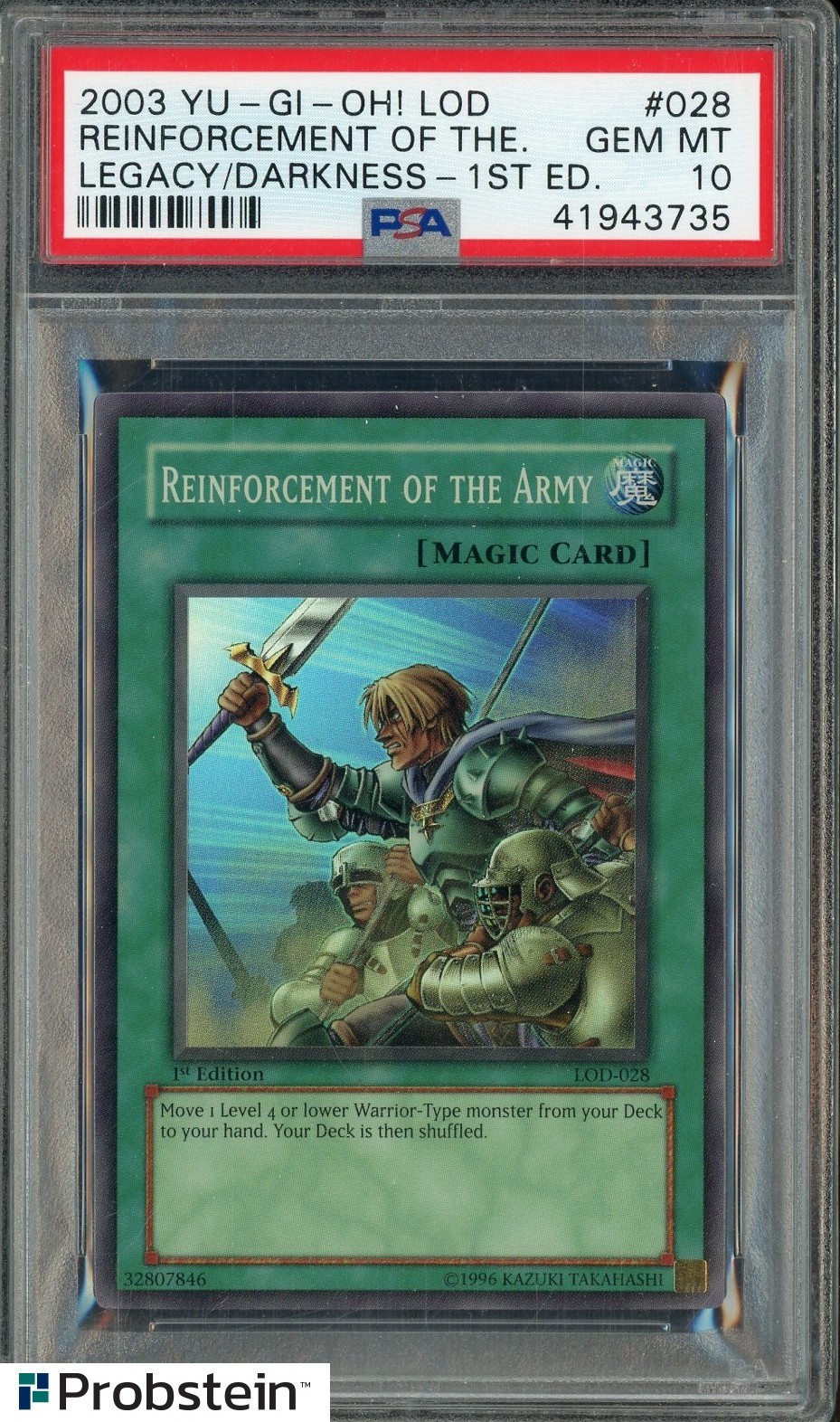 2003 Yu-Gi-Oh! Legacy of Darkness 1st Edition Reinforcement of the Army PSA 10