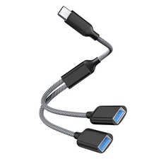 USB C Male to Dual USB Female Adapter, USB C to USB Splitter, Type C to USB A OT