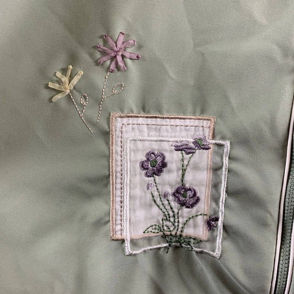 Chaqueta De Colección Teddi Para Mujer Patchwork Bordada Cuadrada Cremallera Pequeña Abuela Costera Foto 3 de 4