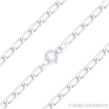 3.2mm Open Link Italian Cable Chain Necklace in Solid .925 Italy Sterling Silver