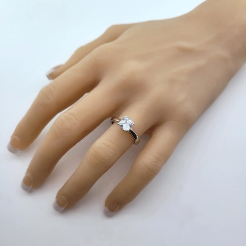 Platinierter Sterlingsilber-Solitärring 2 Karat Asscher CZ Lucita - Größe 12 - Bild 3 von 6