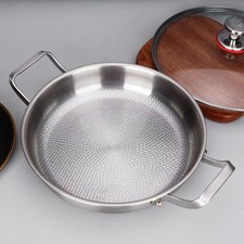 Titanium Frying Pan Skillet Hammered Induction Double Handle with Lid 26-32cm