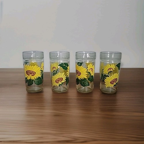 Vintage Anchor Hocking Sonnenblume Trinkglas Becher Marmeladenglas Bauernhaus