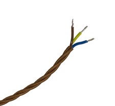 Havana Gold 0.5mm 3 Core Twisted Braided Fabric Vintage Flex Cable for Lighting