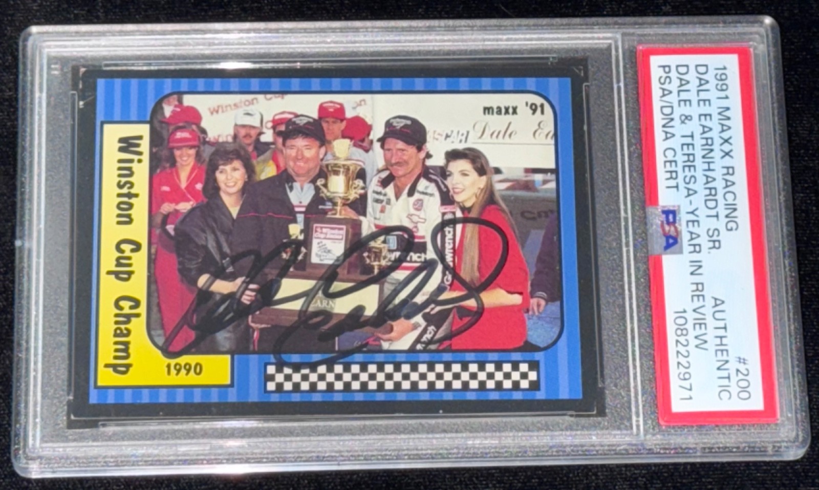 Signed Dale Earnhardt Sr 1991 MAXX Card NASCAR Winston Cup Champion HOF Auto PSA view 6