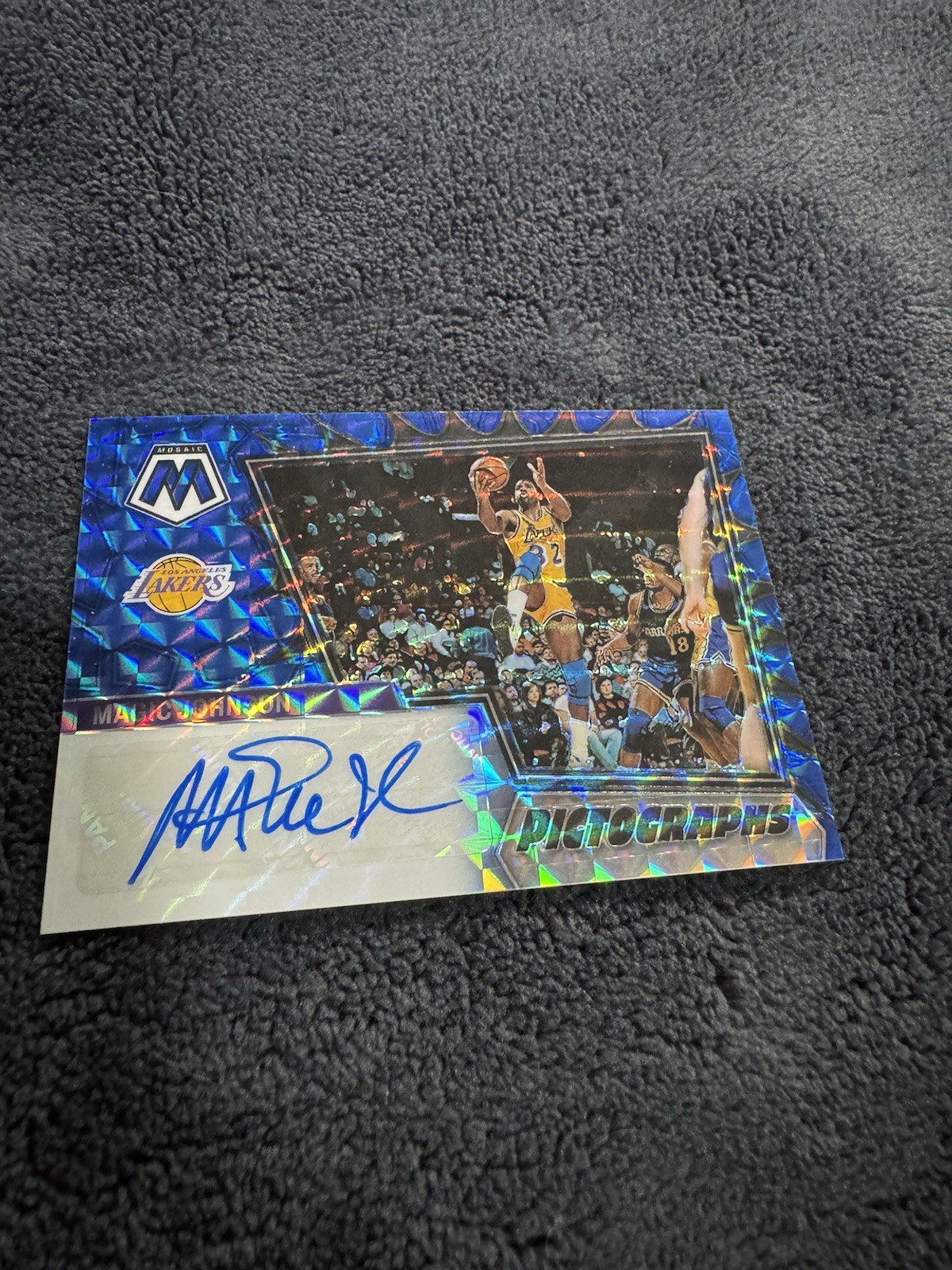 2022 Mosaic Magic Johnson Pictographs Blue Auto /49