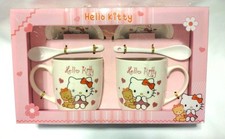 HELLO KITTY Tea For 2 Cup Saucer  Spoon Set Of 2 New In Box AB