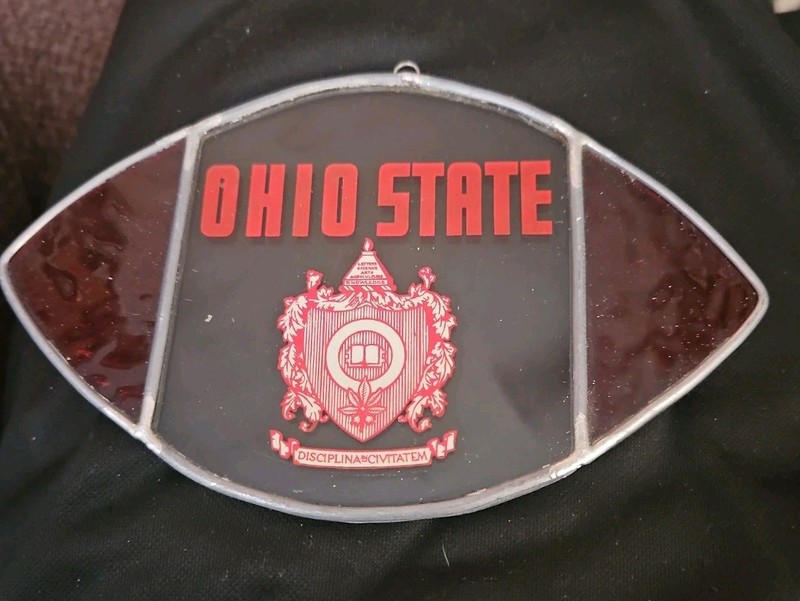 OHIO STATE BUCKEYES 4×6" STAINED GLASS FOOTBALL VINTAGE!