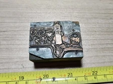 Vintage Letterpress Printing Block Students Desks Teacher Man Woman Books