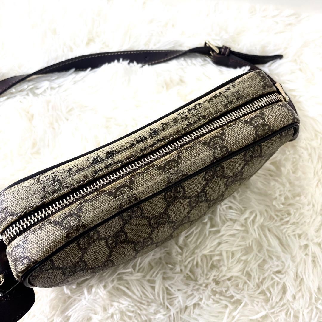 GUCCI 201447 467891 GG Supreme Shoulder Bag PVC Leather Brown Vintage From Japan thumbnail 5