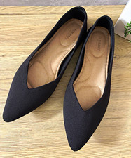 Old Navy Women's Black Pointed Toe Knit Ballet Flats Cushioned Slip-On US 10