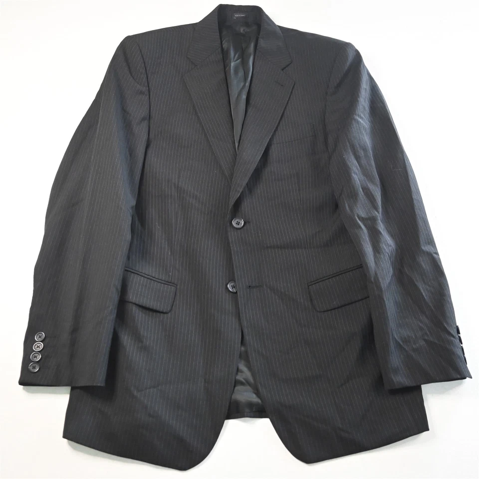 Express 38R 32x32 Black Striped 100% Wool Mens Jacket Pants Suit - Image 2 of 4