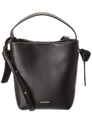 Jil Sander Logo Leather Bucket Bag Women's Black