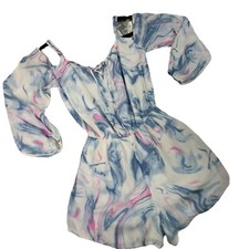 Hollister Short Jumpsuit Cold Shoulder Long Sleeves Multi Color Size XS